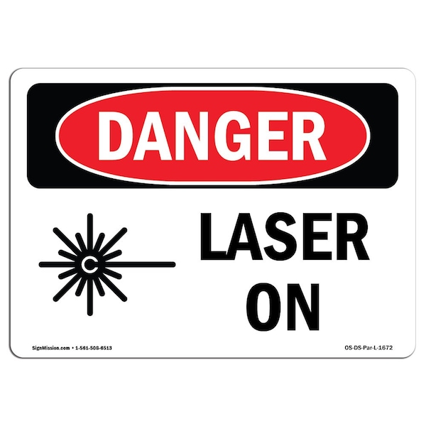 Signmission OSHA Danger Sign, Laser On, 7in X 5in Decal, 7" W, 5" H, Landscape, Laser On OS-DS-D-57-L-1672 - main